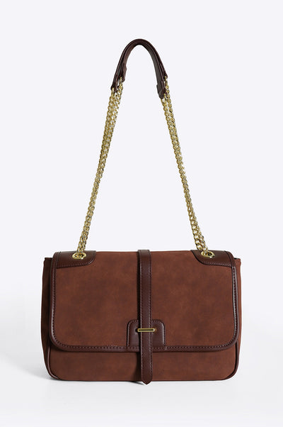 BagSaga Brown City Suede Shoulder Bag