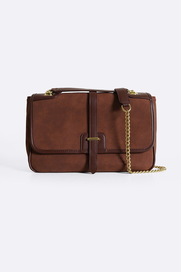 BagSaga Brown City Suede Shoulder Bag