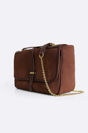 BagSaga Brown City Suede Shoulder Bag